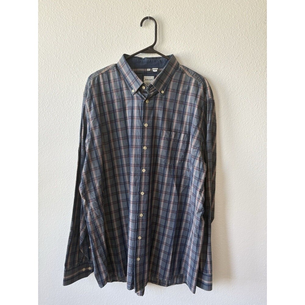 Haupt Men's Long Sleeve Casual Dress Collared, XXL (45/46, 18) Plaid